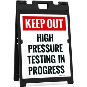Keep Out High Pressure Testing in Progress Sidewalk Sign Kit, | 18x24 Inches, With A Frame Stand, Made in USA by Keep Out High Pressure Testing in Progress Sidewalk Sign Kit, | 18x24 Inches, With A Frame Stand, Made in USA by