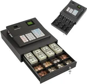 39 Keys Electronic Cash Register, Dual-Screen Commercial POS System Thermal Receipt with Printer 8-Digital LED Money Box & PC Connectivity for Retailer Restaurants Supermarket 39 Keys Electronic Cash Register, Dual-Screen Commercial POS System Thermal Receipt with Printer 8-Digital LED Money Box & PC Connectivity for Retailer Restaurants Supermarket