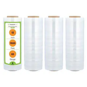 PSBM Stretch Wrap, 8 Rolls 12 Inch x 1500 Feet 65 Gauge Heavy Duty Clear Plastic Wrap Industrial Strength Shrink Film for Moving, Packing & Shipping PSBM Stretch Wrap, 8 Rolls 12 Inch x 1500 Feet 65 Gauge Heavy Duty Clear Plastic Wrap Industrial Strength Shrink Film for Moving, Packing & Shipping