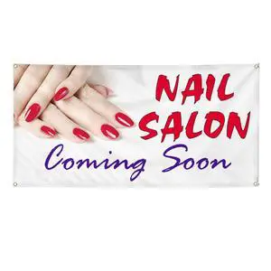 Vinyl Banner Multiple Sizes Nail Salon Coming Soon Advertising Printing Business Outdoor Weatherproof Industrial Yard Signs White 10 Grommets 60x144Inches Vinyl Banner Multiple Sizes Nail Salon Coming Soon Advertising Printing Business Outdoor Weatherproof Industrial Yard Signs White 10 Grommets 60x144Inches