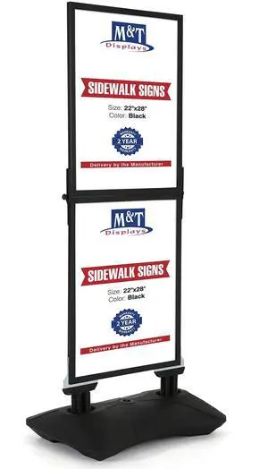 Windpro Slim 2 Tier 22x28 Inch Outdoor Pavement Sidewalk Sign Holder Weather Resistant Double Sided Black Aluminum Easy Top Loading Slide-In Poster Frame HDPE Black Water Base Windpro Slim 2 Tier 22x28 Inch Outdoor Pavement Sidewalk Sign Holder Weather Resistant Double Sided Black Aluminum Easy Top Loading Slide-In Poster Frame HDPE Black Water Base