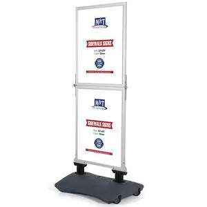 Windpro Slim 2 Tier 22x28 Inch Outdoor Pavement Sidewalk Sign Holder Weather Resistant Double Sided Silver Aluminum Easy Top Loading Slide-In Poster Frame HDPE Gray Water Base Windpro Slim 2 Tier 22x28 Inch Outdoor Pavement Sidewalk Sign Holder Weather Resistant Double Sided Silver Aluminum Easy Top Loading Slide-In Poster Frame HDPE Gray Water Base