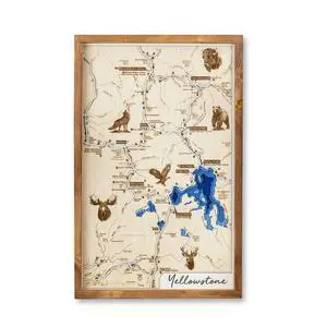 Yellowstone Topo Map Sign | Laser Engraved & Framed Wall Art Yellowstone Topo Map Sign | Laser Engraved & Framed Wall Art