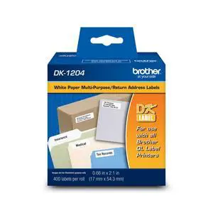 Genuine DK-1204 Multipurpose Paper Label Roll, 400 Labels per Roll, 12 Rolls for Use with All QL Label Printers Genuine DK-1204 Multipurpose Paper Label Roll, 400 Labels per Roll, 12 Rolls for Use with All QL Label Printers
