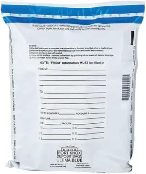 Ultima Blue Dual Pocket White Deposit Bags, Pack of 500-15W x 20H - Tamper Evident Tape and Captive Flap Closure Ultima Blue Dual Pocket White Deposit Bags, Pack of 500-15W x 20H - Tamper Evident Tape and Captive Flap Closure