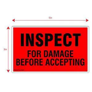 3" X 5" Inspect for Damage Before Accepting Shipping Label Stickers for Shipping or Packing -500 Labels Per Roll (10 Pack) 3" X 5" Inspect for Damage Before Accepting Shipping Label Stickers for Shipping or Packing -500 Labels Per Roll (10 Pack)