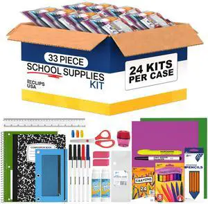 60 Piece Back to School Supplies Kit for Kids (24 Kits) School Supplies Set School Supply Kit K-5 60 Piece Back to School Supplies Kit for Kids (24 Kits) School Supplies Set School Supply Kit K-5
