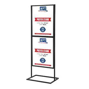Metal Eco Info Board Silver 18x24 Inches Slide-In Poster Sign Holder 2 Tier Double Sided Floor Standing Advertising Display with Backing and Anti-Glare Lens Metal Eco Info Board Silver 18x24 Inches Slide-In Poster Sign Holder 2 Tier Double Sided Floor Standing Advertising Display with Backing and Anti-Glare Lens