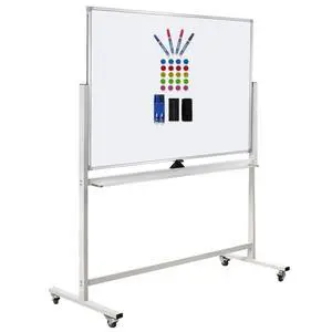 Mobile Whiteboard Magnet Dry Erase Board on Wheels Double-Sided Magnetic Portable Stand Whiteboard- 48"x36" Rolling White Boards with Easy Flip Feature Mobile Whiteboard Magnet Dry Erase Board on Wheels Double-Sided Magnetic Portable Stand Whiteboard- 48"x36" Rolling White Boards with Easy Flip Feature