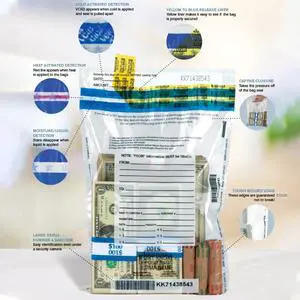 Ultima Blue Dual Pocket Clear Deposit Bags Pack of 500-12W x 16H - Tamper Evident with a Captive Flap Closure Ultima Blue Dual Pocket Clear Deposit Bags Pack of 500-12W x 16H - Tamper Evident with a Captive Flap Closure