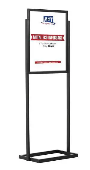 Metal Eco Info Board, Black 22x28 Inches Slide-In Poster Sign Holder 1 Tier Double Sided Floor Standing Pedestal Advertising Display with Backing and Anti-Glare PET Cover Metal Eco Info Board, Black 22x28 Inches Slide-In Poster Sign Holder 1 Tier Double Sided Floor Standing Pedestal Advertising Display with Backing and Anti-Glare PET Cover