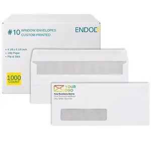 #10 Single Left Window Custom Printed Business Envelopes, 1000-Pack - Self Seal Security Envelopes, Flip & Stick Closure, Text and Logo Customization, Privacy Tint, 24lb, 4 1/8 x 9 1/2 Inches #10 Single Left Window Custom Printed Business Envelopes, 1000-Pack - Self Seal Security Envelopes, Flip & Stick Closure, Text and Logo Customization, Privacy Tint, 24lb, 4 1/8 x 9 1/2 Inches