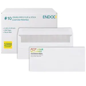 1000#10 Custom Printed Envelopes Flip & Stick - Self Seal, Security Tinted, #10 Custom Business Envelopes with Logo and Text, Personalized Envelopes, White 24 lb Paper, 4 1/8 x 9 1/2 Inch 1000#10 Custom Printed Envelopes Flip & Stick - Self Seal, Security Tinted, #10 Custom Business Envelopes with Logo and Text, Personalized Envelopes, White 24 lb Paper, 4 1/8 x 9 1/2 Inch