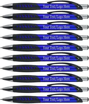 Promotional Pens With your Custom Logo or Text-300 Pack Bulk-for Businesses, Parties, and Events, Custom Printed Metallic/Colored Click Action Ballpoint Pens, Rubber Grip, Black Ink, Blue Promotional Pens With your Custom Logo or Text-300 Pack Bulk-for Businesses, Parties, and Events, Custom Printed Metallic/Colored Click Action Ballpoint Pens, Rubber Grip, Black Ink, Blue