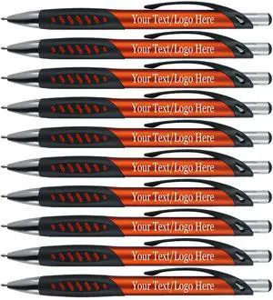 Promotional Pens With your Custom Logo or Text-300 Pack Bulk-for Businesses, Parties, and Events, Custom Printed Metallic/ Colored Click Action Ballpoint Pens, Rubber Grip, Black Ink, Orange Pens Promotional Pens With your Custom Logo or Text-300 Pack Bulk-for Businesses, Parties, and Events, Custom Printed Metallic/ Colored Click Action Ballpoint Pens, Rubber Grip, Black Ink, Orange Pens