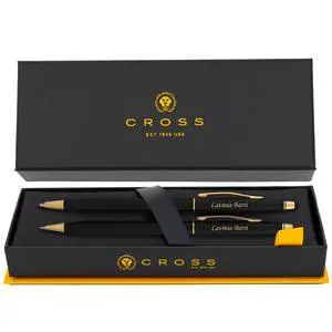Cross Classic Century Engraved Ballpoint Pen and 0.7mm Pencil Set, Matte Black with 23k Gold Trim, Personalized Gift for Graduation, Retirement, Career Advancement, Gift Box Included Cross Classic Century Engraved Ballpoint Pen and 0.7mm Pencil Set, Matte Black with 23k Gold Trim, Personalized Gift for Graduation, Retirement, Career Advancement, Gift Box Included
