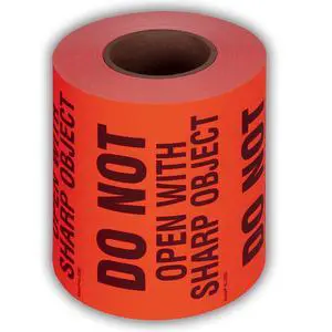 3" X 5" Do not Open with Sharp Object Fluorescent Shipping Label Stickers - 500 Labels Per Roll (10 Pack) 3" X 5" Do not Open with Sharp Object Fluorescent Shipping Label Stickers - 500 Labels Per Roll (10 Pack)