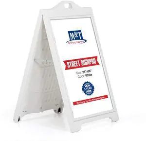 Street SignPro without Lens Protective Cover, 24x36 Inch Poster White Double Sided Sandwich Board Folding A-Frame Sidewalk Curb Sign Portable Advertising Display for Restaurant Cafe Street SignPro without Lens Protective Cover, 24x36 Inch Poster White Double Sided Sandwich Board Folding A-Frame Sidewalk Curb Sign Portable Advertising Display for Restaurant Cafe