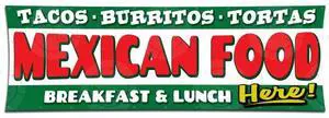 MEXICAN FOOD Banner Lunch Breakfast Tacos Burritos Tortas (5ft X 15ft) Vinyl Sign Poster Restaurant Supermarket MEXICAN FOOD Banner Lunch Breakfast Tacos Burritos Tortas (5ft X 15ft) Vinyl Sign Poster Restaurant Supermarket