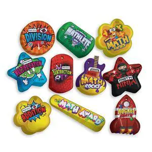 Build & Encourage Young Students' Basic Math Skills Brag Tag Value Pack: 500 Tags (50 Tags for Each Shape) Build & Encourage Young Students' Basic Math Skills Brag Tag Value Pack: 500 Tags (50 Tags for Each Shape)
