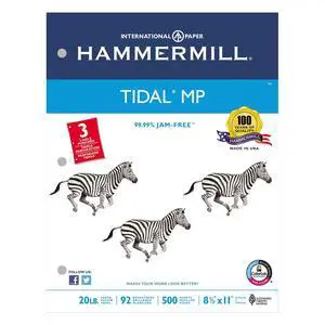 Printer Paper, 20 lb Tidal Copy Paper, 3 Hole - 92 Bright, Made in the USA, 162032C - 10 Ream (5,000 Sheets) Printer Paper, 20 lb Tidal Copy Paper, 3 Hole - 92 Bright, Made in the USA, 162032C - 10 Ream (5,000 Sheets)