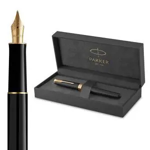 Sonnet Fountain Pen, Matte Black Lacquer with Gold Trim, Medium Nib, Premium Gift Box, Ideal for Gifting Sonnet Fountain Pen, Matte Black Lacquer with Gold Trim, Medium Nib, Premium Gift Box, Ideal for Gifting