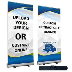 CUSTOM Retractable Banner Stand, Banners are made from curl-free fabric for trade shows, advertising, event displayswith Heavy Duty Frame and Travel case MADE IN USA (36" x 80") CUSTOM Retractable Banner Stand, Banners are made from curl-free fabric for trade shows, advertising, event displayswith Heavy Duty Frame and Travel case MADE IN USA (36" x 80")