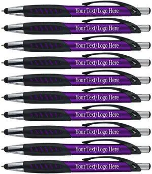 Personalized Pens With Custom Logo or Text-350 Pack Bulk-for Businesses, Parties, and Events, 2 in 1 Ballpoint Pen & Capacitive Stylus for Touchscreen Devices, Click Action, Black Ink, Purple Personalized Pens With Custom Logo or Text-350 Pack Bulk-for Businesses, Parties, and Events, 2 in 1 Ballpoint Pen & Capacitive Stylus for Touchscreen Devices, Click Action, Black Ink, Purple