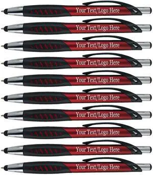 Personalized Pens With Custom Logo or Text-350 Pack Bulk-for Businesses, Parties, and Events, 2 in 1 Ballpoint Pen & Capacitive Stylus for Touchscreen Devices, Click Action, Black Ink, Red Personalized Pens With Custom Logo or Text-350 Pack Bulk-for Businesses, Parties, and Events, 2 in 1 Ballpoint Pen & Capacitive Stylus for Touchscreen Devices, Click Action, Black Ink, Red