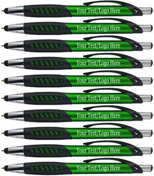 Personalized Pens With Custom Logo or Text-350 Pack Bulk-for Businesses, Parties, and Events, 2 in 1 Ballpoint Pen & Capacitive Stylus for Touchscreen Devices, Click Action, Black Ink, Green Personalized Pens With Custom Logo or Text-350 Pack Bulk-for Businesses, Parties, and Events, 2 in 1 Ballpoint Pen & Capacitive Stylus for Touchscreen Devices, Click Action, Black Ink, Green