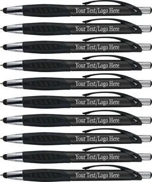 Personalized Pens With Custom Logo or Text-350 Pack Bulk-for Businesses, Parties, and Events, 2 in 1 Ballpoint Pen & Capacitive Stylus for Touchscreen Devices, Click Action, Black Ink, Black Personalized Pens With Custom Logo or Text-350 Pack Bulk-for Businesses, Parties, and Events, 2 in 1 Ballpoint Pen & Capacitive Stylus for Touchscreen Devices, Click Action, Black Ink, Black
