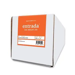 Entrada Rag Bright 290, 100% Cotton Fine Art Archival Inkjet Paper, Single-Sided, Smooth (Hotpress) Bright White Matte, Heavy Weight 290gsm, 44" x 40ft Roll Entrada Rag Bright 290, 100% Cotton Fine Art Archival Inkjet Paper, Single-Sided, Smooth (Hotpress) Bright White Matte, Heavy Weight 290gsm, 44" x 40ft Roll