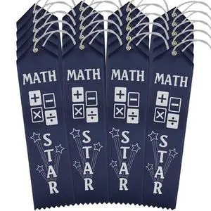 Math Star Ribbons - 500 Navy Blue Ribbons with Card & String Math Star Ribbons - 500 Navy Blue Ribbons with Card & String