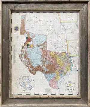 Framed Republic Of Texas Map 1845 In Real Barnwood | 40L X 34W" Inches Framed Republic Of Texas Map 1845 In Real Barnwood | 40L X 34W" Inches