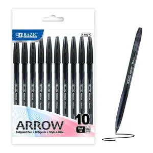 Arrow Black Ink Stick Ballpoint Pens, 1.0mm Medium, 144-Case | Smooth quick-dry ink, 1.0 mm medium point, school, home, office, pocket clip Arrow Black Ink Stick Ballpoint Pens, 1.0mm Medium, 144-Case | Smooth quick-dry ink, 1.0 mm medium point, school, home, office, pocket clip