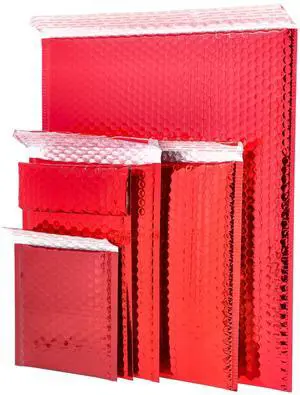 PSBM 500 PCS 7.5 x 11 Inch Red Metallic Glamour Bubble Mailers, Self-Sealing Peel-Off Strip, Padded Envelopes for Safe and Secure Shipping PSBM 500 PCS 7.5 x 11 Inch Red Metallic Glamour Bubble Mailers, Self-Sealing Peel-Off Strip, Padded Envelopes for Safe and Secure Shipping