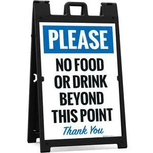 Please No Food Or Drink Beyond This Point Thank You Sidewalk Sign Kit, | 24x36 Inches, With A Frame Stand, Made in USA by Please No Food Or Drink Beyond This Point Thank You Sidewalk Sign Kit, | 24x36 Inches, With A Frame Stand, Made in USA by