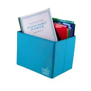 Paper Organizer Solution | Home Office Organization & Document Holder | File Box for Paper Storage | The Classic Sunday Basket® System (Trendy Teal) Paper Organizer Solution | Home Office Organization & Document Holder | File Box for Paper Storage | The Classic Sunday Basket® System (Trendy Teal)