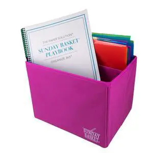 Paper Organizer Solution | Home Office Organization & Document Holder | File Box for Paper Storage | The Classic Sunday Basket® System (Raspberry Embrace) Paper Organizer Solution | Home Office Organization & Document Holder | File Box for Paper Storage | The Classic Sunday Basket® System (Raspberry Embrace)