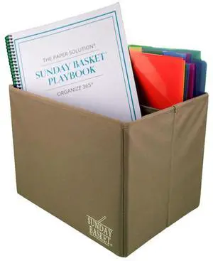 Paper Organizer Solution | Home Office Organization & Document Holder | File Box for Paper Storage | The Classic Sunday Basket® System (Caramel Macchiato) Paper Organizer Solution | Home Office Organization & Document Holder | File Box for Paper Storage | The Classic Sunday Basket® System (Caramel Macchiato)
