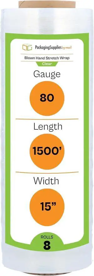 PSBM Blown Stretch Wrap, 8 Rolls 15 Inch x 1500 Feet 80 Gauge Heavy Duty Clear Plastic Wrap Industrial Strength Shrink Film for Moving, Packing & Shipping PSBM Blown Stretch Wrap, 8 Rolls 15 Inch x 1500 Feet 80 Gauge Heavy Duty Clear Plastic Wrap Industrial Strength Shrink Film for Moving, Packing & Shipping