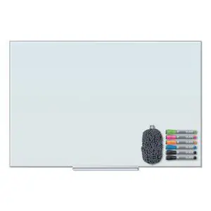 Floating Glass Dry Erase Board, Office Supplies, White, with Eraser, Markers, 18 Tray, 4mm, 36 x 48" Floating Glass Dry Erase Board, Office Supplies, White, with Eraser, Markers, 18 Tray, 4mm, 36 x 48"