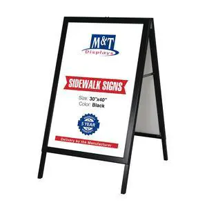 Sandwich Board Slide-in A Frame Double Sided, Picture, Poster, Advertising Display Menu Board, Aluminum Sidewalk Pavement Sign Holder (Black, 30x40 inch) Sandwich Board Slide-in A Frame Double Sided, Picture, Poster, Advertising Display Menu Board, Aluminum Sidewalk Pavement Sign Holder (Black, 30x40 inch)
