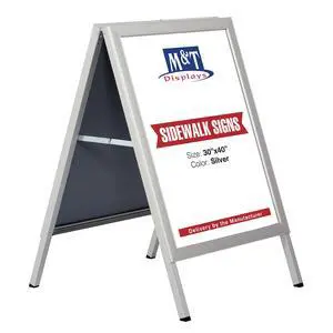 Sandwich Board Slide-in A Frame Double Sided, Picture, Poster, Advertising Display Menu Board, Aluminum Sidewalk Pavement Sign Holder (Silver, 30x40 inch) Sandwich Board Slide-in A Frame Double Sided, Picture, Poster, Advertising Display Menu Board, Aluminum Sidewalk Pavement Sign Holder (Silver, 30x40 inch)