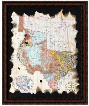 Framed 1845 Republic Of Texas Map - Torn Edges - 30X36" Framed 1845 Republic Of Texas Map - Torn Edges - 30X36"