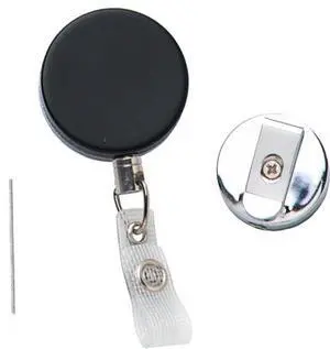 Bulk 25 Pack - Heavy Duty Badge Reel with Metal Cord and Belt Clip - All Metal Retractable I'd, Key Holder with Steel Wire Cable - Black & Chrome Finish by (Black/Silver) Bulk 25 Pack - Heavy Duty Badge Reel with Metal Cord and Belt Clip - All Metal Retractable I'd, Key Holder with Steel Wire Cable - Black & Chrome Finish by (Black/Silver)