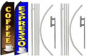 Coffee, Espresso Standard Size Swooper Feather Flag Sign with Full Assembly Pole and Ground Spike Pk of 2 Coffee, Espresso Standard Size Swooper Feather Flag Sign with Full Assembly Pole and Ground Spike Pk of 2