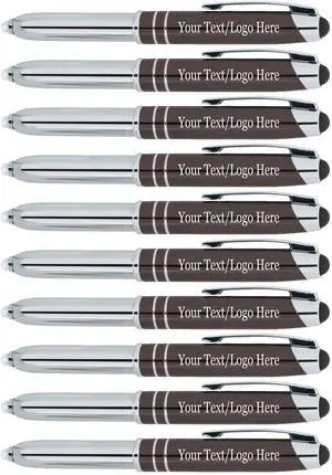 Personalized Pens with your Custom Text or Logo- Bulk 50 Pack- for Marketing, Parties, and Events, 3 in 1 LED Flashlight + Ballpoint Pen + Stylus for Touchscreen Devices, Grey Personalized Pens with your Custom Text or Logo- Bulk 50 Pack- for Marketing, Parties, and Events, 3 in 1 LED Flashlight + Ballpoint Pen + Stylus for Touchscreen Devices, Grey