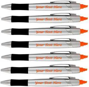 Personalized Pens with Highlighter -200 Pack Bulk-Free Imprint - 2 In Bible Highlighter with Ballpoint Pen Combo- add Custom Name, Logo or Gift Message- Black Ballpoint Ink, Orange Color Personalized Pens with Highlighter -200 Pack Bulk-Free Imprint - 2 In Bible Highlighter with Ballpoint Pen Combo- add Custom Name, Logo or Gift Message- Black Ballpoint Ink, Orange Color