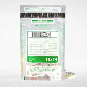 500 Cashier Depot Tamper Evident Deposit Bags, 10" x 14", Clear, Plastic, Press & Seal VOID Closure, Serialized Barcode, Perforated Receipt, 500 Count 500 Cashier Depot Tamper Evident Deposit Bags, 10" x 14", Clear, Plastic, Press & Seal VOID Closure, Serialized Barcode, Perforated Receipt, 500 Count